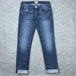 Hudson Jeans Women 26 Blue Bacara Crop Straight Cuffed Whisker Faded Denim Pants